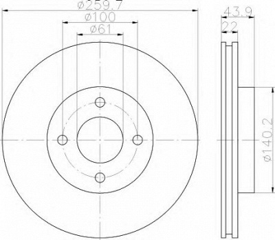 HELLA 8dd355118291 -  Тормозной диск