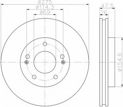 HELLA 8dd355118321 -  Тормозной диск
