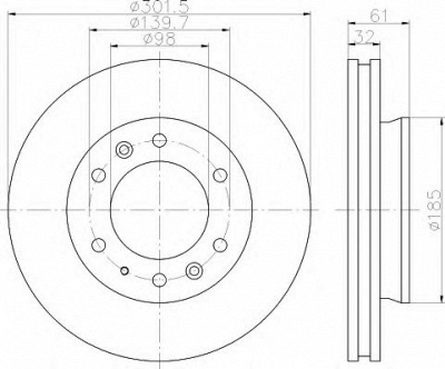 HELLA 8dd355119211 -  Тормозной диск