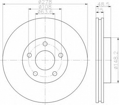 HELLA 8dd355119491 -  Тормозной диск