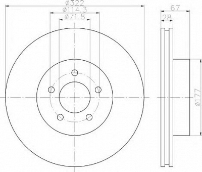 HELLA 8dd355119981 -  Тормозной диск