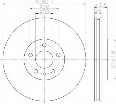 HELLA 8dd355120291 -  Тормозной диск