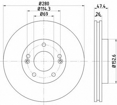 HELLA 8dd355122341 -  Тормозной диск