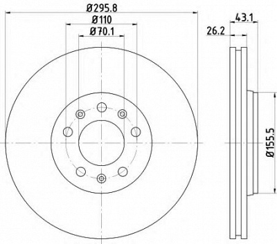 HELLA 8dd355122371 -  Тормозной диск
