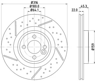 HELLA 8dd355123471 -  Тормозной диск