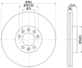 HELLA 8dd355125411 -  Тормозной диск
