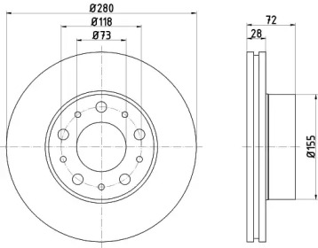 HELLA 8dd355125421 -  Тормозной диск