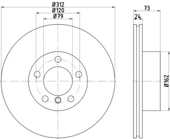 HELLA 8dd355125461 -  Тормозной диск