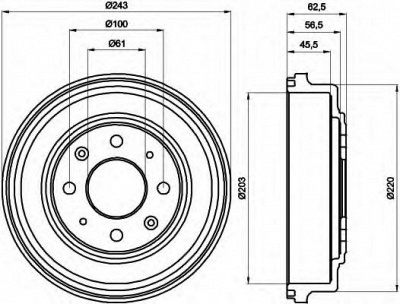 HELLA 8dt355300231 -  Тормозной барабан