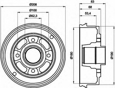 HELLA 8dt355300351 -  Тормозной барабан