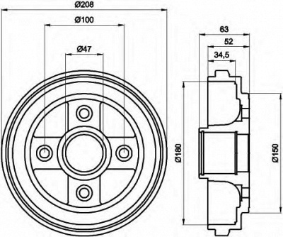 HELLA 8dt355300381 -  Тормозной барабан