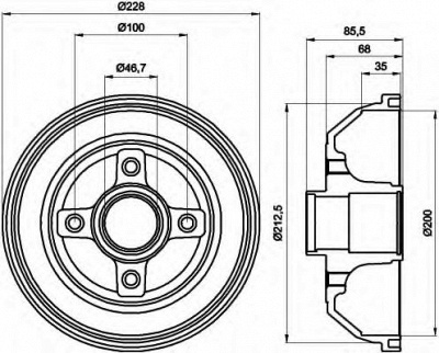HELLA 8dt355300401 -  Тормозной барабан