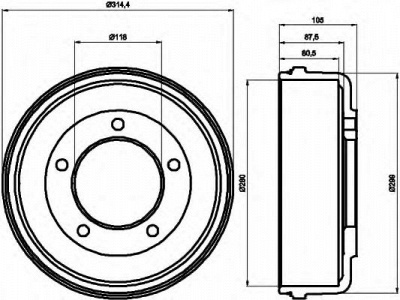 HELLA 8dt355300451 -  Тормозной барабан