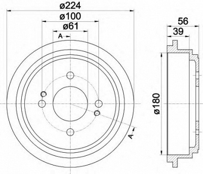 HELLA 8dt355300711 -  Тормозной барабан