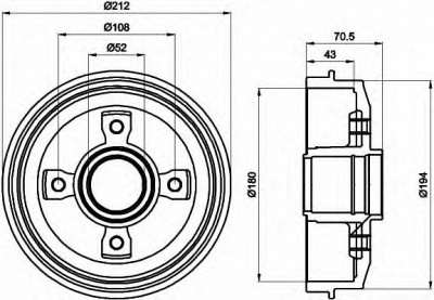 HELLA 8dt355301211 -  Тормозной барабан