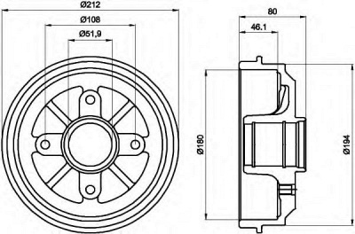 HELLA 8dt355301281 -  Тормозной барабан