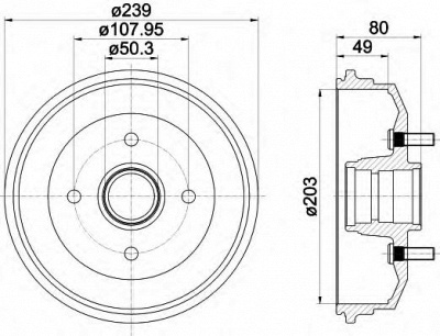HELLA 8dt355301361 -  Тормозной барабан