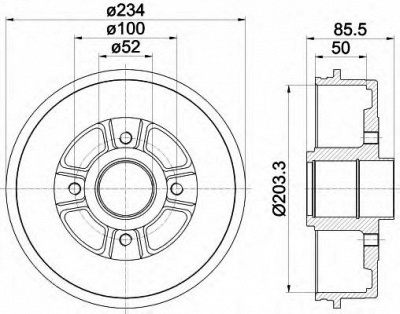 HELLA 8dt355301391 -  Тормозной барабан