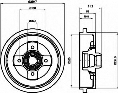 HELLA 8dt355301701 -  Тормозной барабан