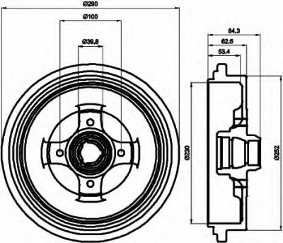 HELLA 8dt355301711 -  Тормозной барабан