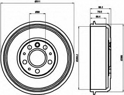 HELLA 8dt355301721 -  Тормозной барабан