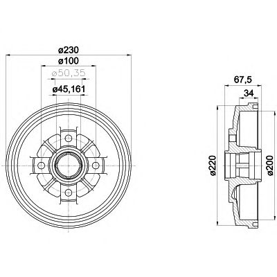 HELLA 8dt355301941 -  Тормозной барабан