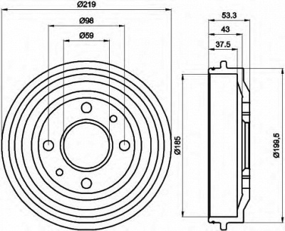 HELLA 8dt355301961 -  Тормозной барабан