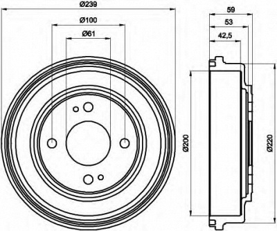 HELLA 8dt355301981 -  Тормозной барабан
