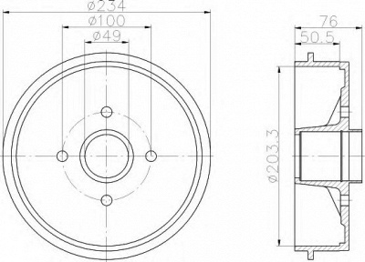 HELLA 8dt355302221 -  Тормозной барабан