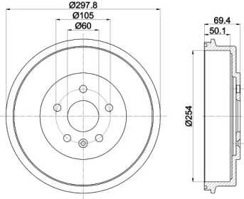 HELLA 8dt355302671 -  Тормозной барабан