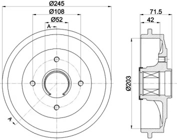 HELLA 8dt355302741 -  Тормозной барабан