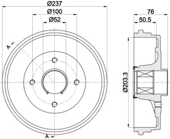 HELLA 8dt355302761 -  Тормозной барабан