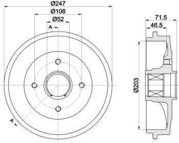 HELLA 8dt355302791 -  Тормозной барабан