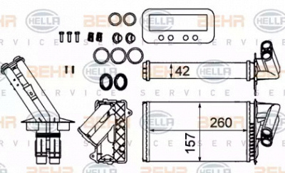 HELLA 8fh351311714 -  Теплообменник, отопление салона