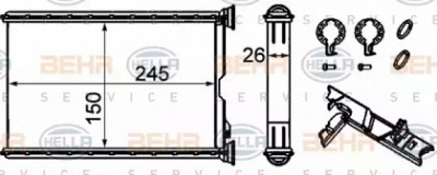 HELLA 8fh351333224 -  Теплообменник, отопление салона