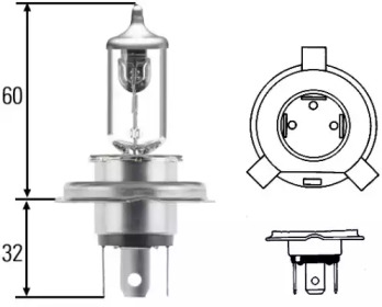 HELLA 8gj002525981 -  ЛАМПА НАКАЛИВАНИЯ, H4 12V 60/55W P 43T CHROME TOP