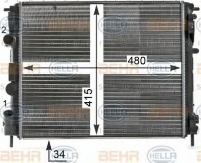 HELLA 8mk376700571 -  Радиатор, охлаждение двигателя