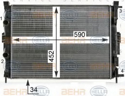 HELLA 8mk376700681 -  Радиатор, охлаждение двигателя