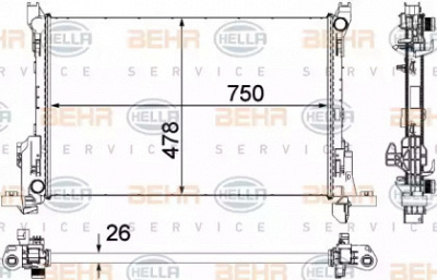 HELLA 8mk376701591 -  Радиатор, охлаждение двигателя