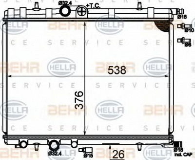 HELLA 8mk376718054 -  Радиатор, охлаждение двигателя
