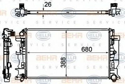 HELLA 8mk376735331 -  Радиатор, охлаждение двигателя