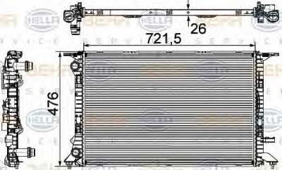 HELLA 8mk376745581 -  Радиатор, охлаждение двигателя