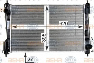 HELLA 8mk376754451 -  Радиатор, охлаждение двигателя