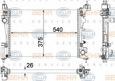 HELLA 8mk376756321 -  Радиатор, охлаждение двигателя