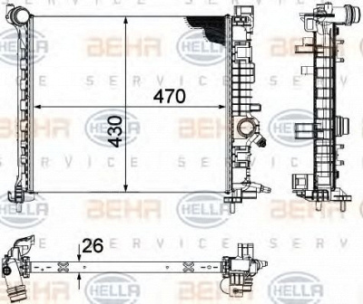 HELLA 8mk376756451 -  Радиатор, охлаждение двигателя