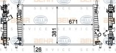 HELLA 8mk376764341 -  Радиатор, охлаждение двигателя