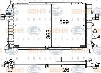 HELLA 8mk376781041 -  Радиатор, охлаждение двигателя