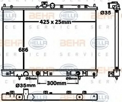 HELLA 8mk376790341 -  Радиатор, охлаждение двигателя
