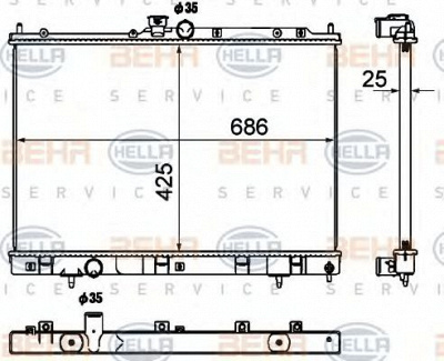 HELLA 8mk376790361 -  Радиатор, охлаждение двигателя