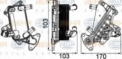HELLA 8mo376725311 -  Масляный радиатор, автоматическая коробка передач